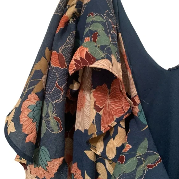 NWT Lulu's Floral High Low Dress with Bluish Teal floral design. - Picture 5 of 10